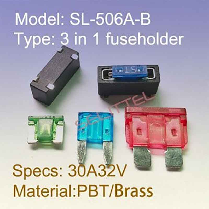 SL-506A-B 三合一贴片式插片保险丝座